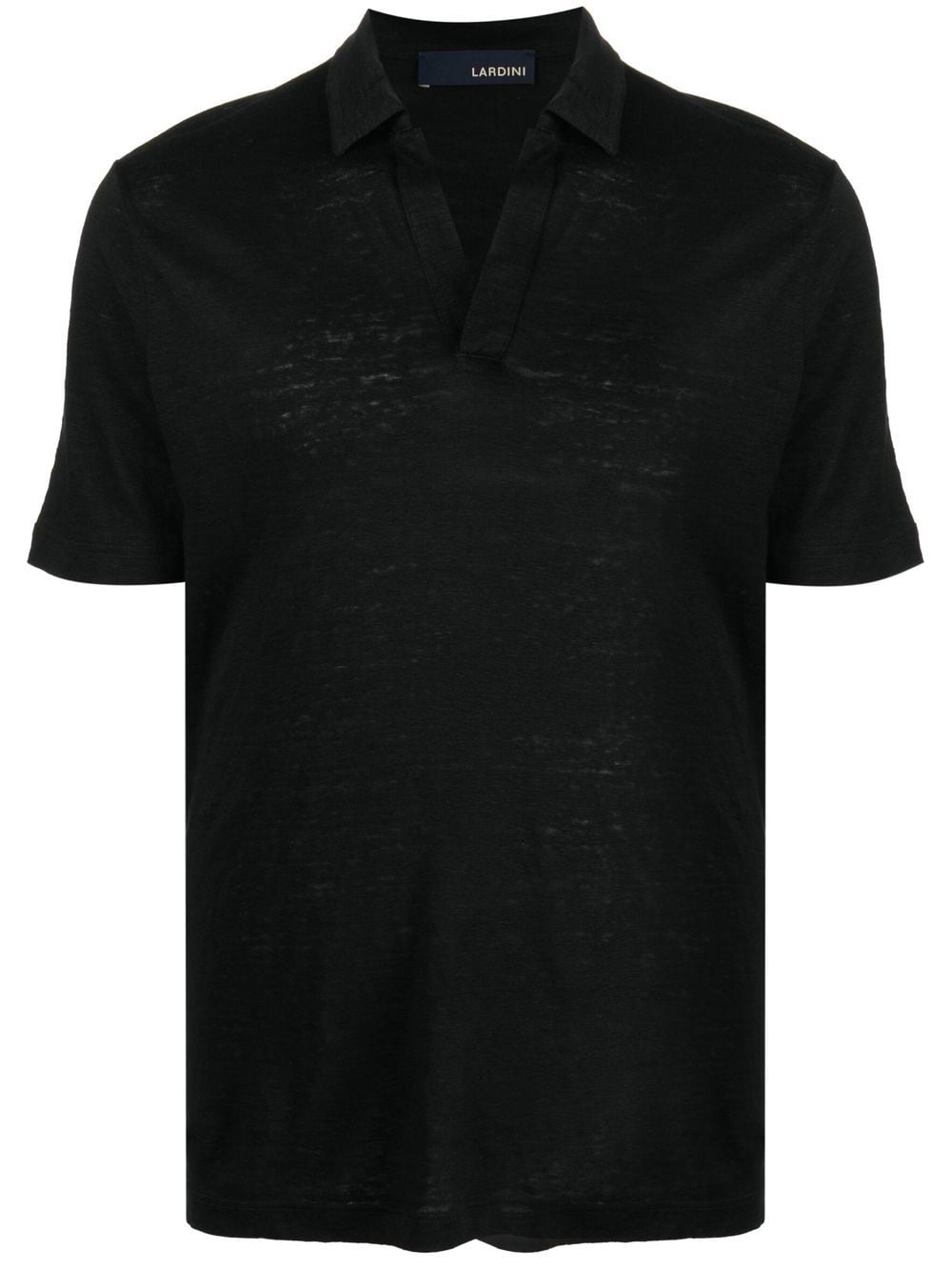 Lardini Logo-tag Split-neck Polo Shirt In Black
