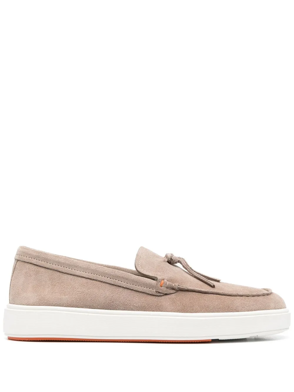 

Santoni almond toe suede loafers - Neutrals