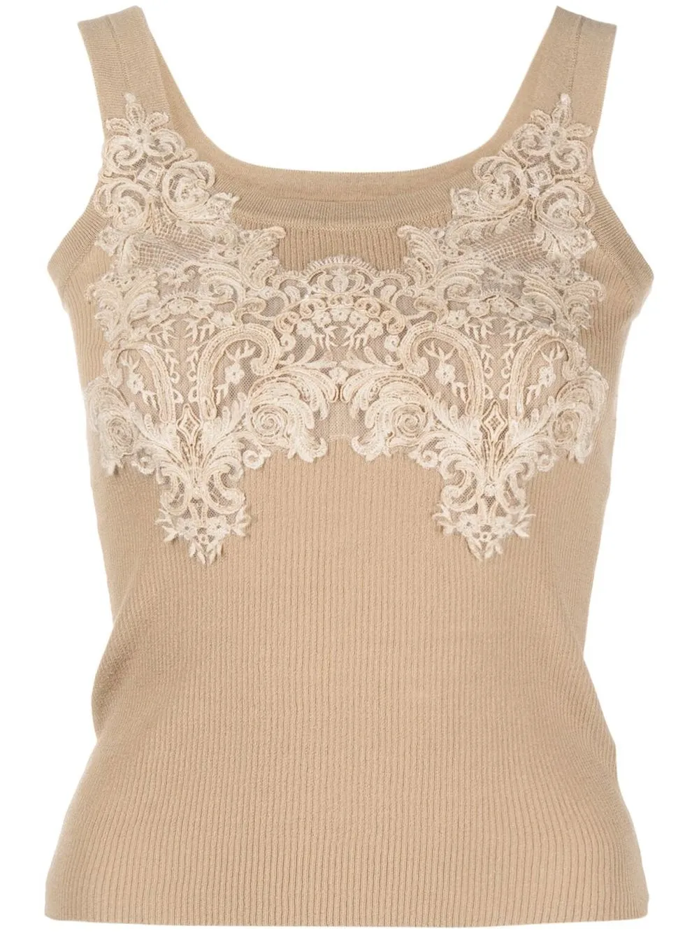 

Ermanno Scervino lace-detail ribbed-knit top - Neutrals