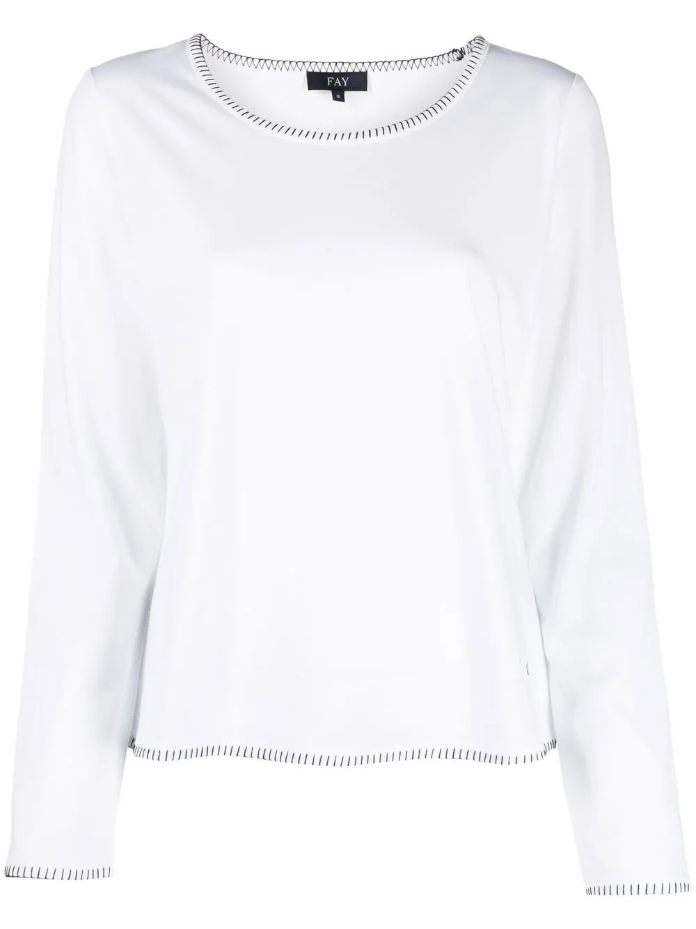 

Fay stitched-edge long-sleeved T-shirt - White