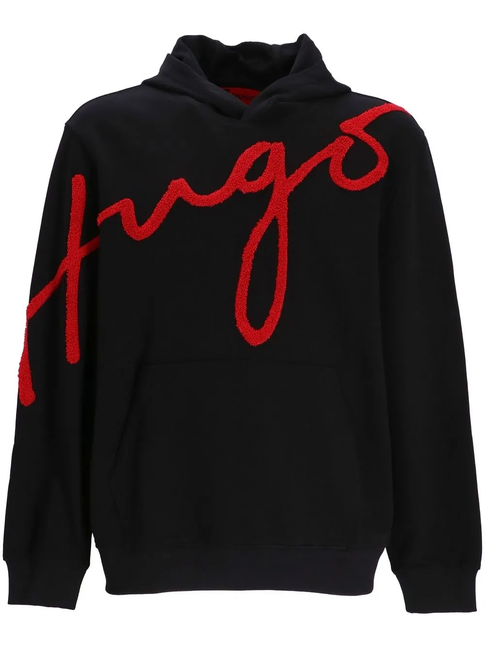 

HUGO hoodie con logo bordado - Negro