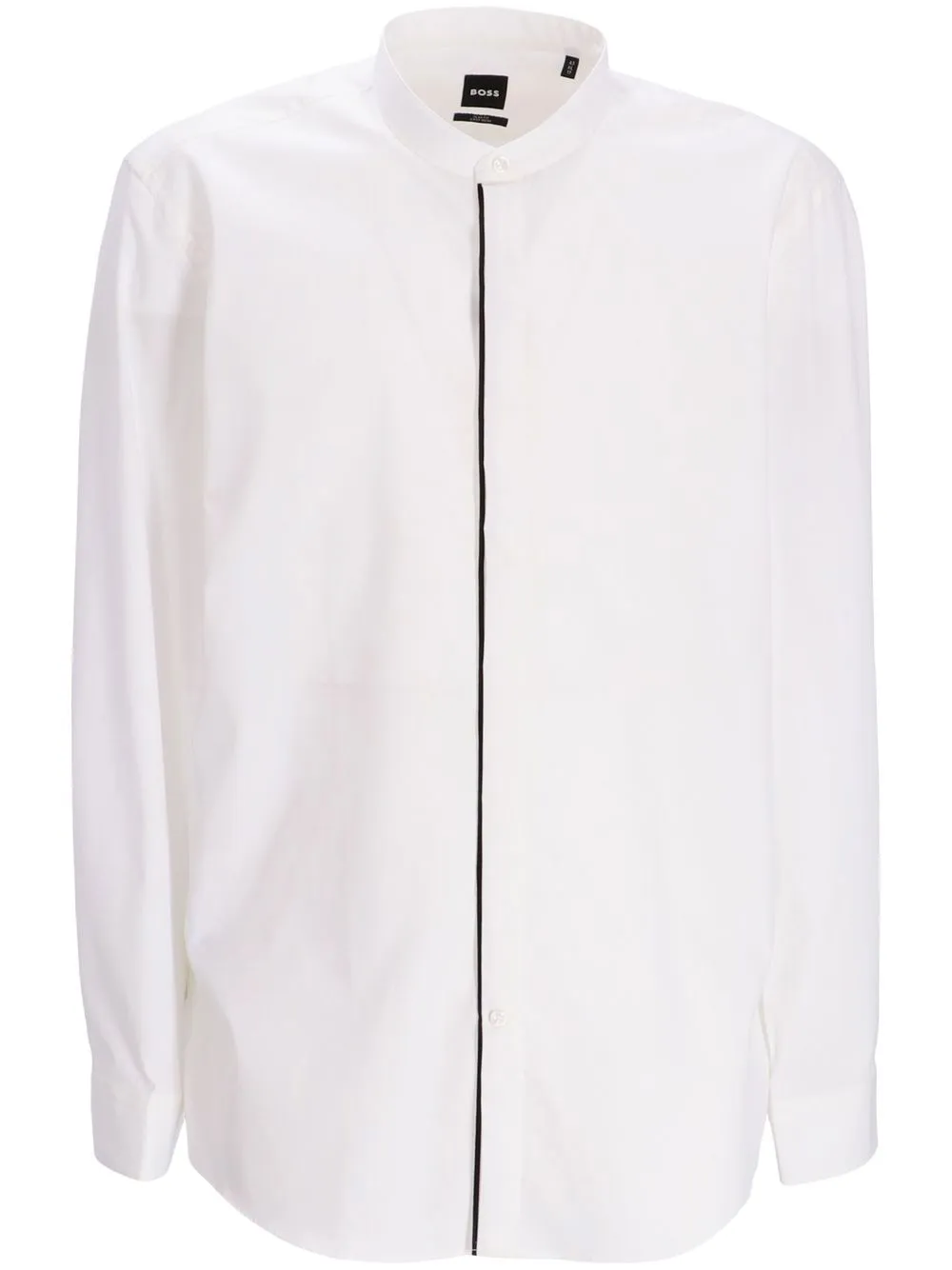 

BOSS seam-detail collarless shirt - White