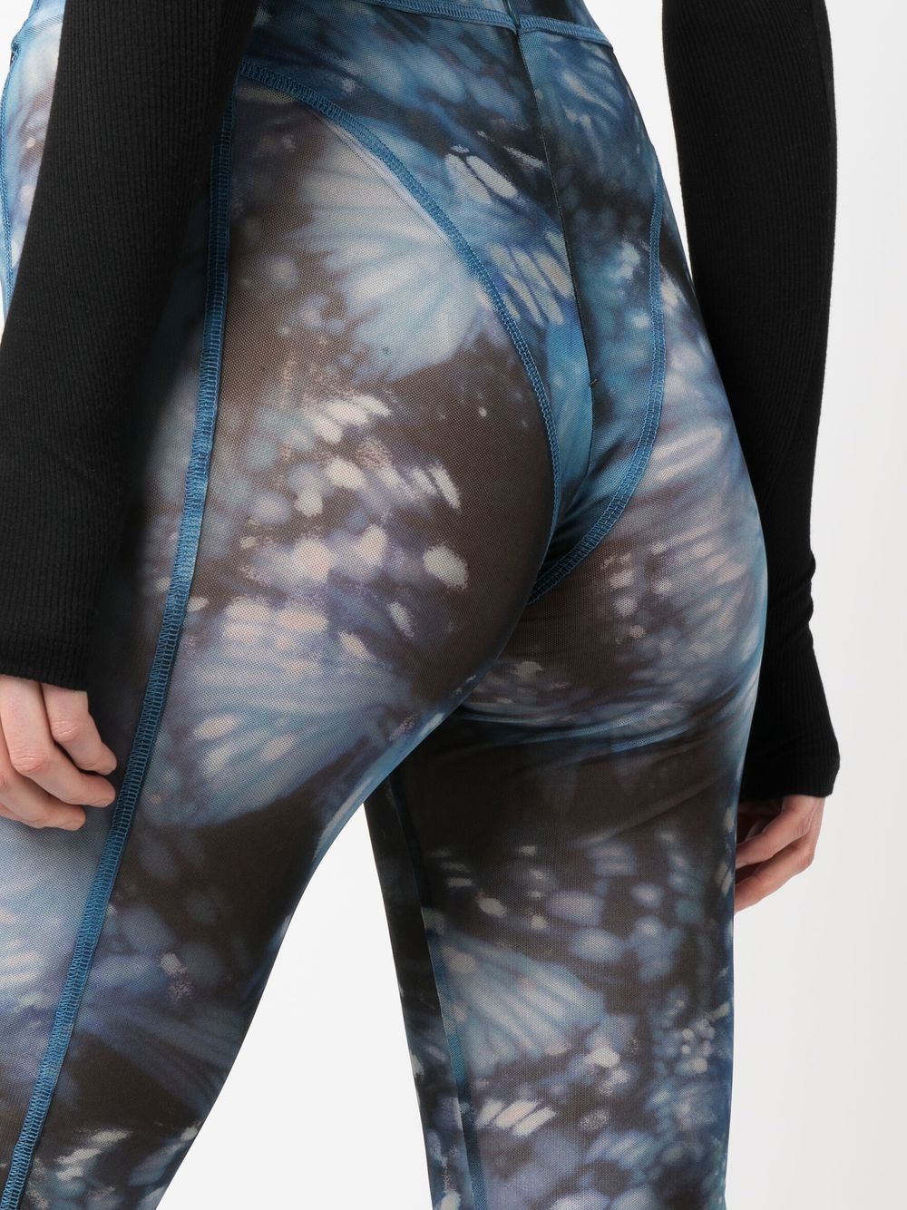 Shop Misbhv Butterfly Print Sheer Knee-length Shorts In Blau