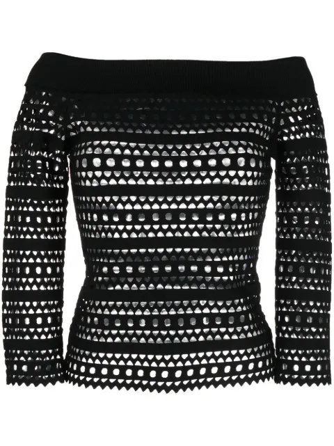 Alaïa open-knit off-shoulder longsleeved top