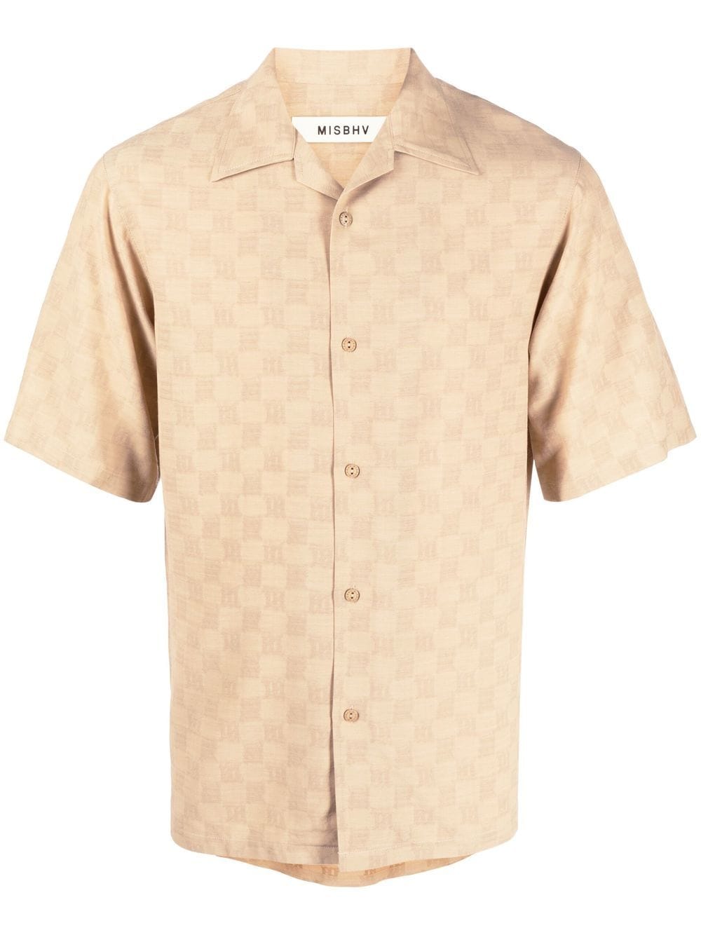 Shop Misbhv Monogram-print Short-sleeve Shirt In Neutrals