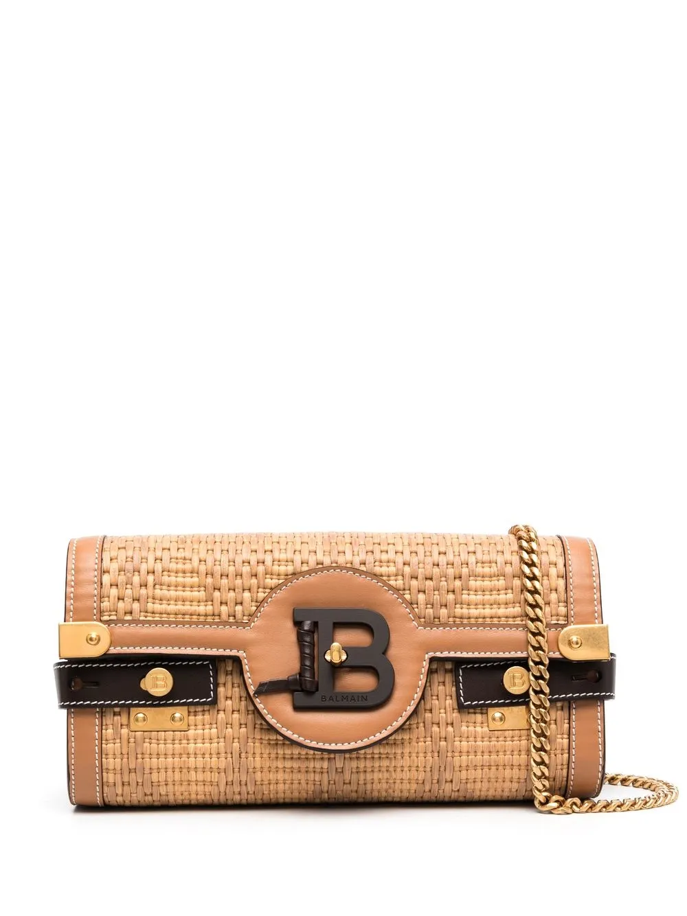 

Balmain BBuzz raffia effect shoulder bag - Neutrals