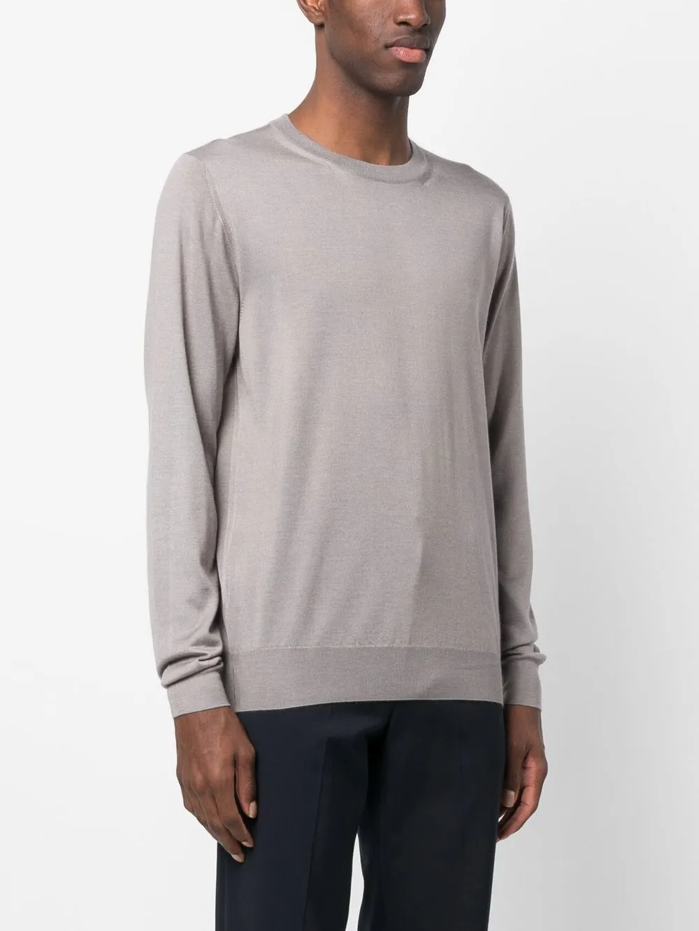 Shop Fedeli Crew-neck Cashmere-silk Jumper In Grey