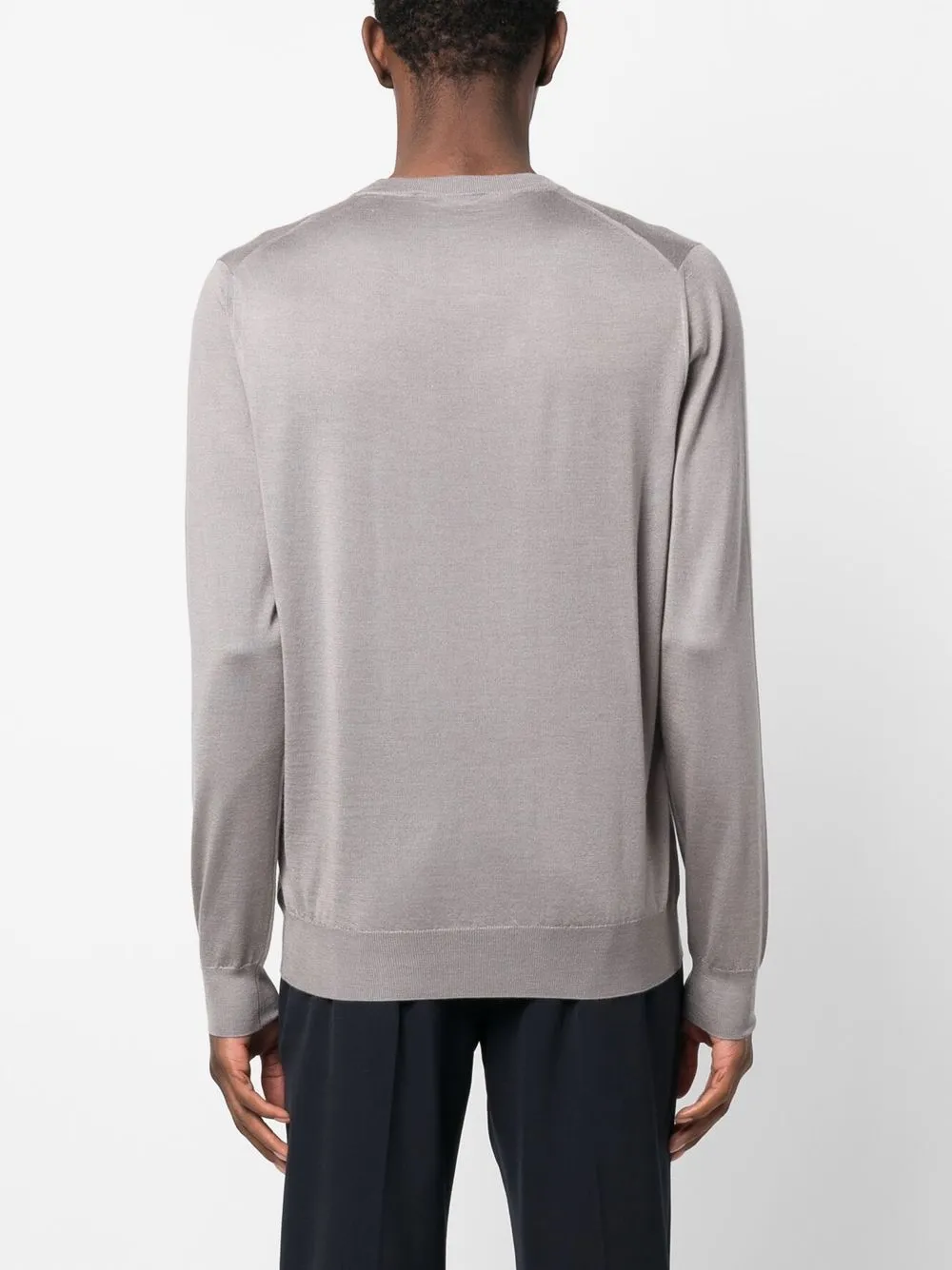 Shop Fedeli Crew-neck Cashmere-silk Jumper In Grey