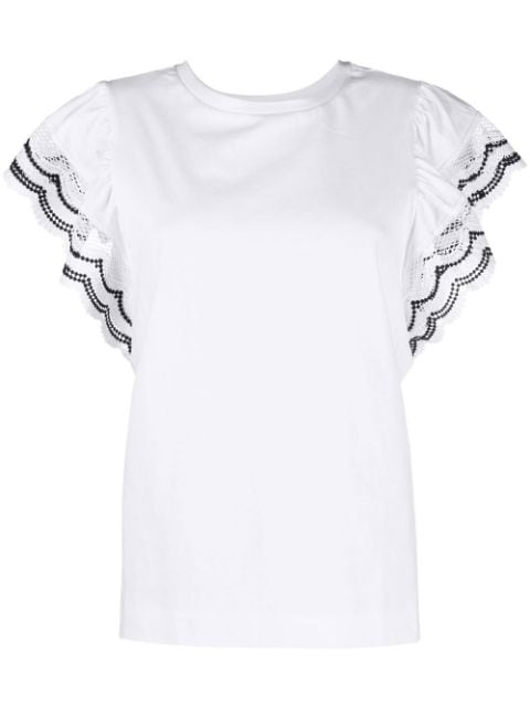 TWINSET - macramé-lace T-shirt