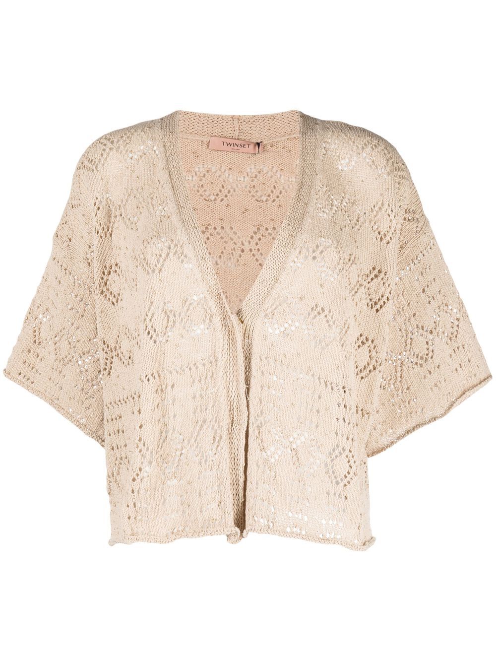 

TWINSET openwork v-neck knitted top - Neutrals