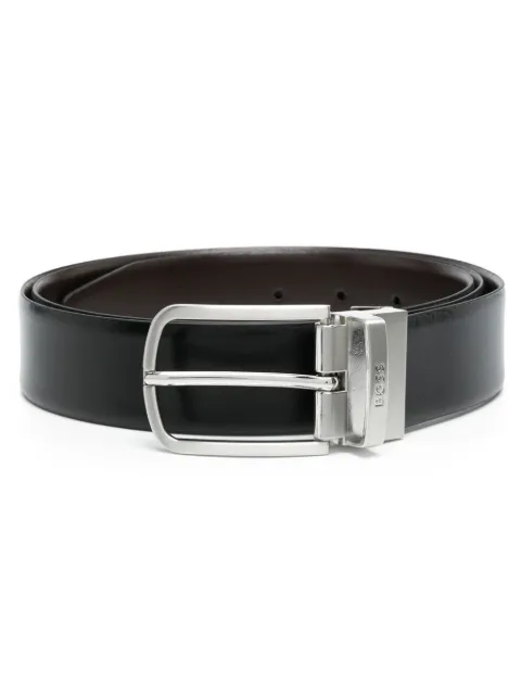 BOSS engraved-logo leather belt