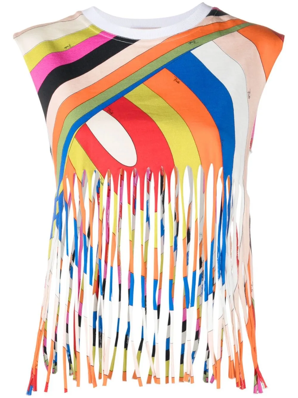 

PUCCI fringed-print sleeveless top - Blue