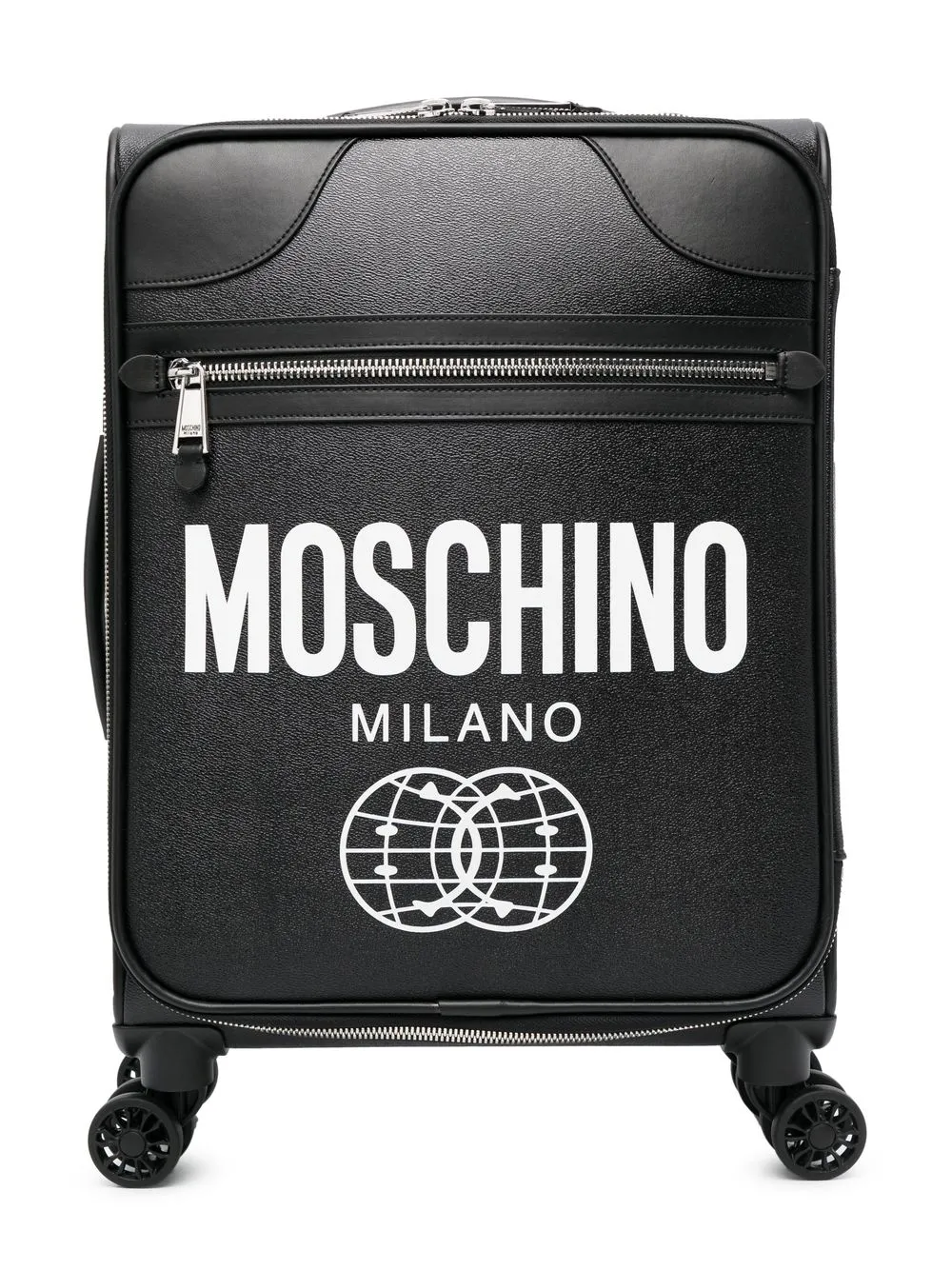 

Moschino maleta con ruedas y logo estampado - Negro