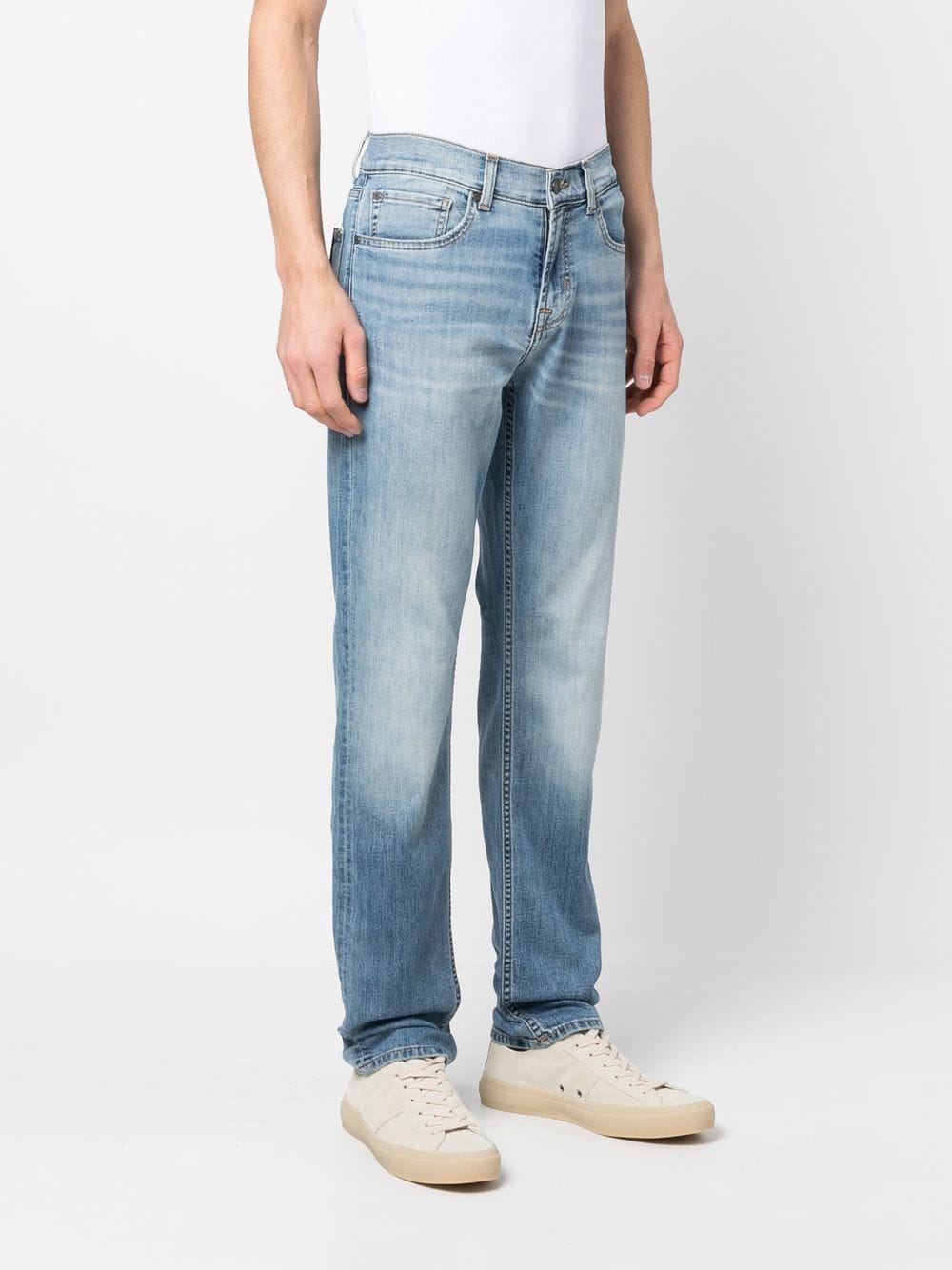 7 for all mankind midr-rise straight-leg jeans - blue
