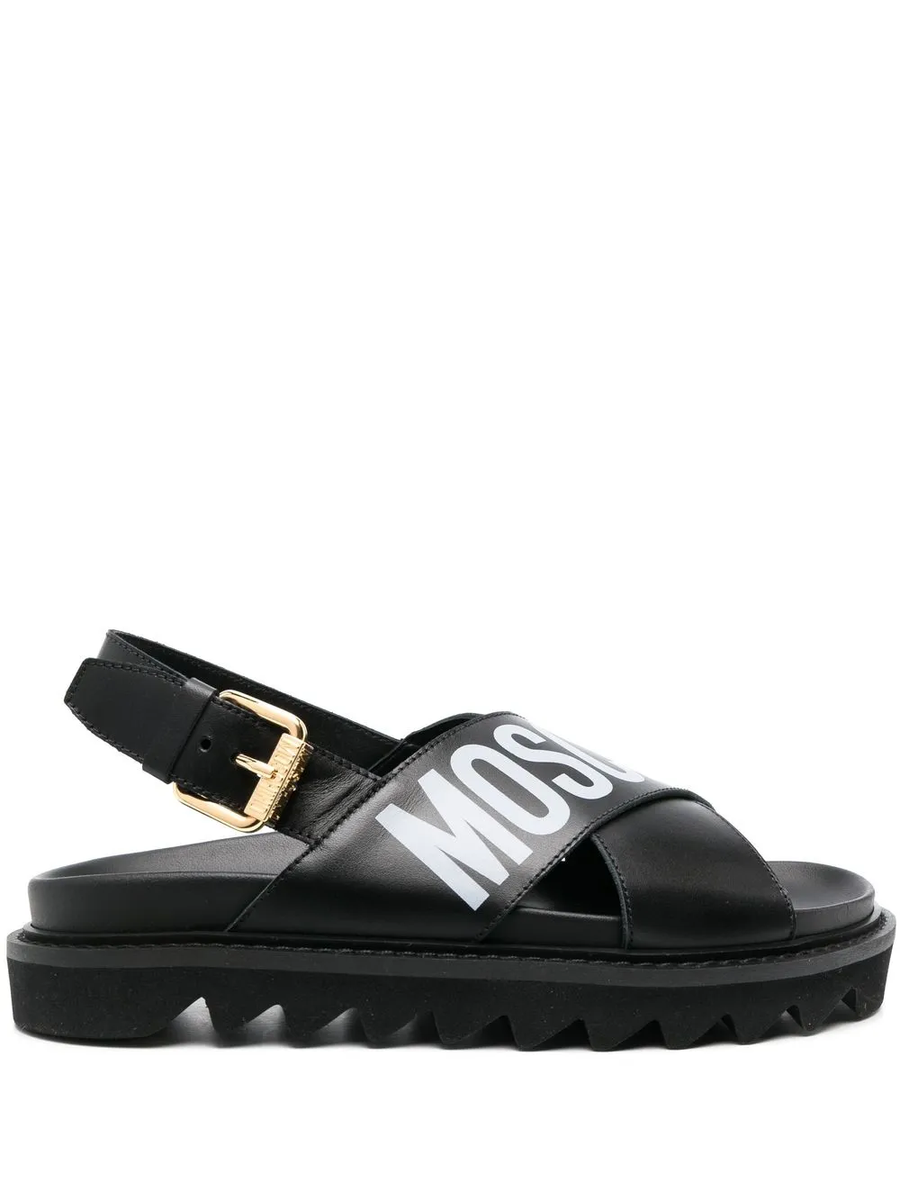 

Moschino logo-strap calf-leather sandals - Black