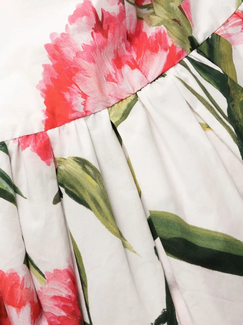 Dolce & Gabbana Floral A-line Cotton Midi Dress In White