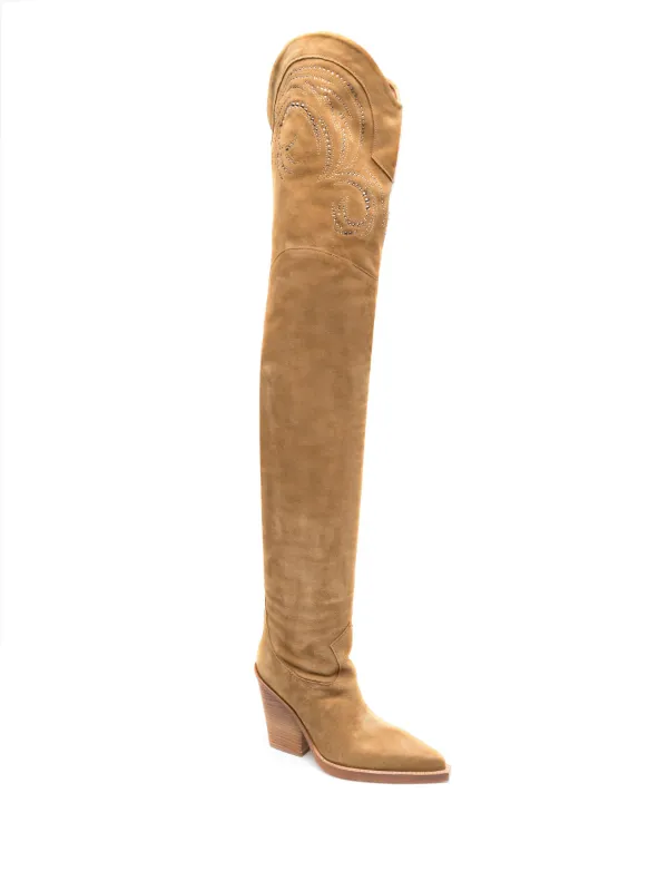 Over the clearance knee boots tan