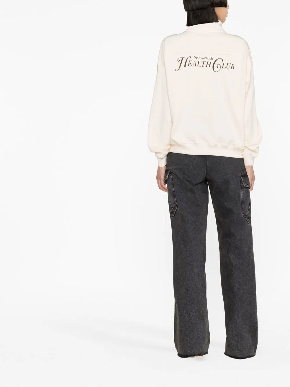Sporty And Rich Graphic-print High-neck Sweatshirt In Nude