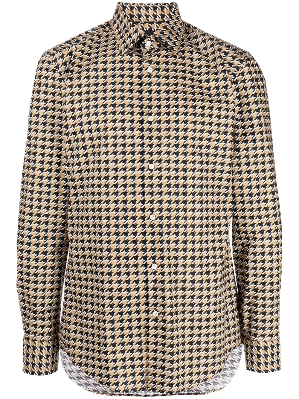 

BOSS houndstooth-pattern cotton shirt - Brown