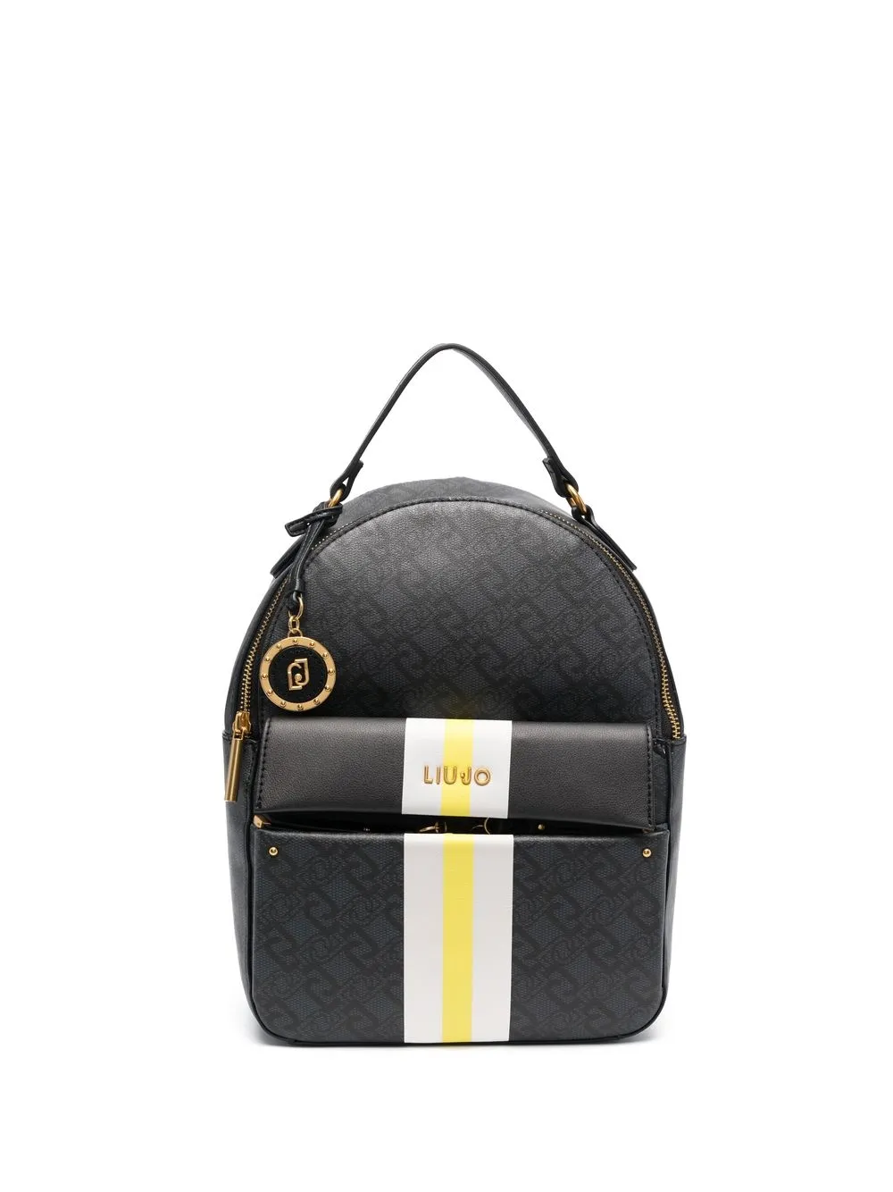 

LIU JO striped monogram-print backpack - Black