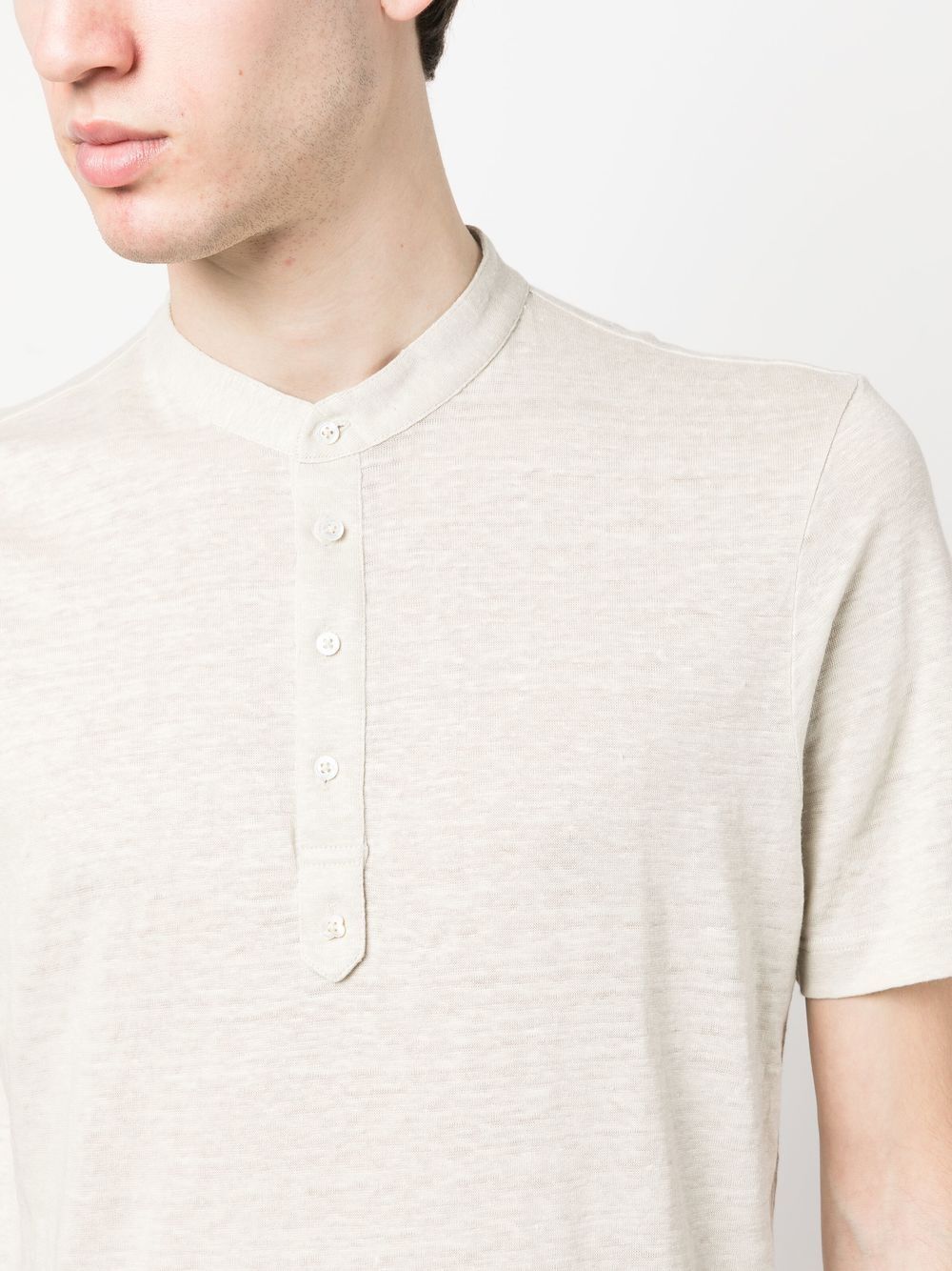 Shop Lardini Logo-tag Linen Polo Shirt In Neutrals