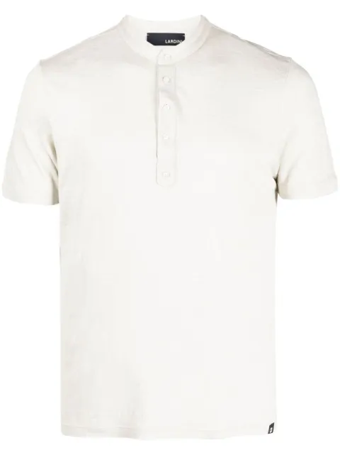 Lardini logo-tag linen polo shirt