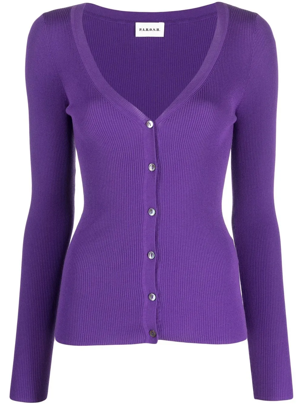 

P.A.R.O.S.H. ribbed-knit V-neck cardigan - Purple