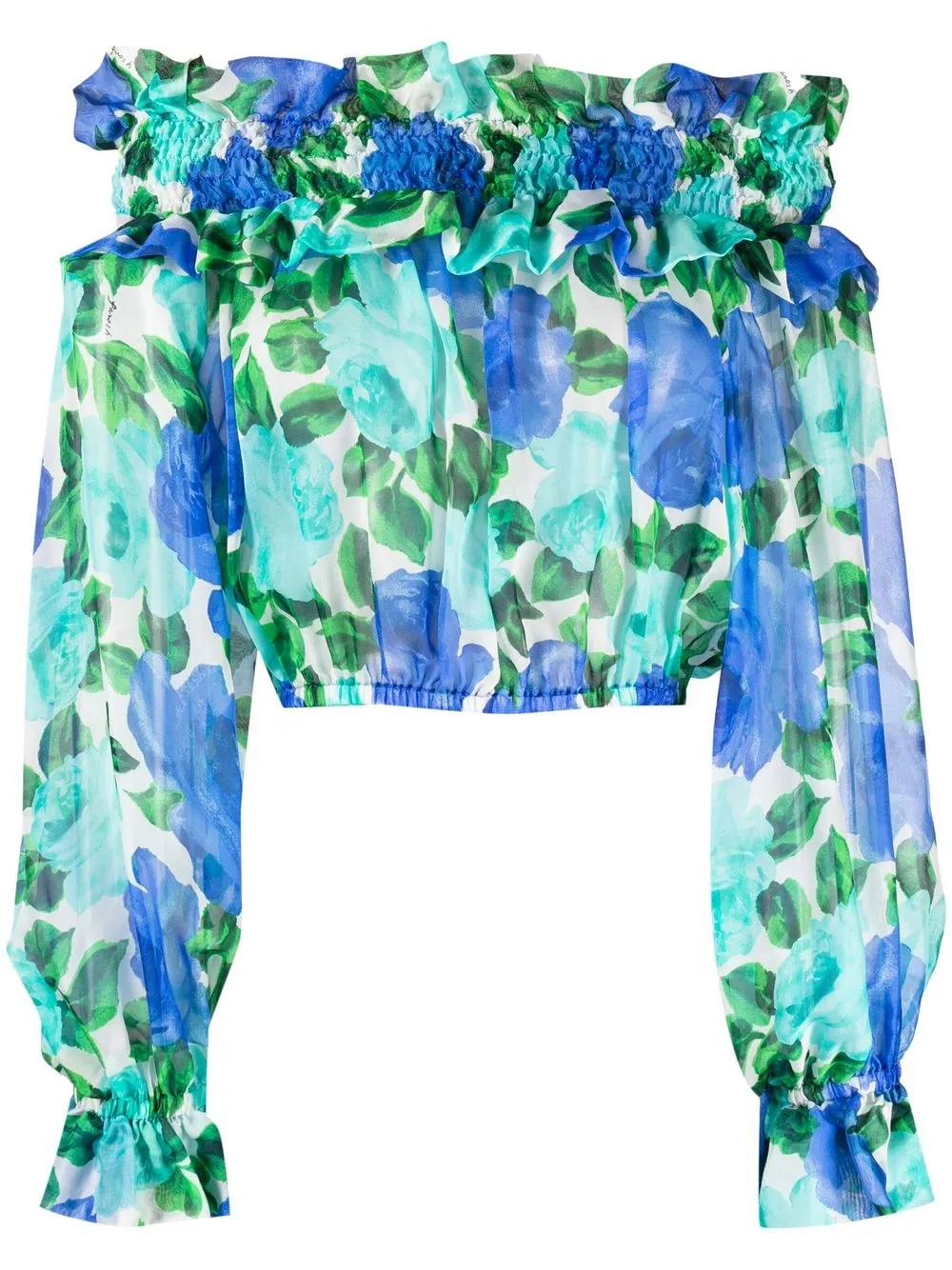 

P.A.R.O.S.H. floral-print silk blouse - Blue