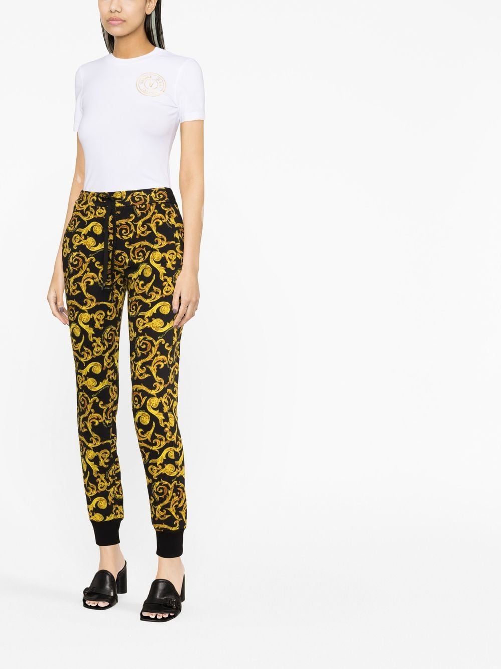 Versace Jeans Couture Barocco Broek met trekkoordtaille - Zwart