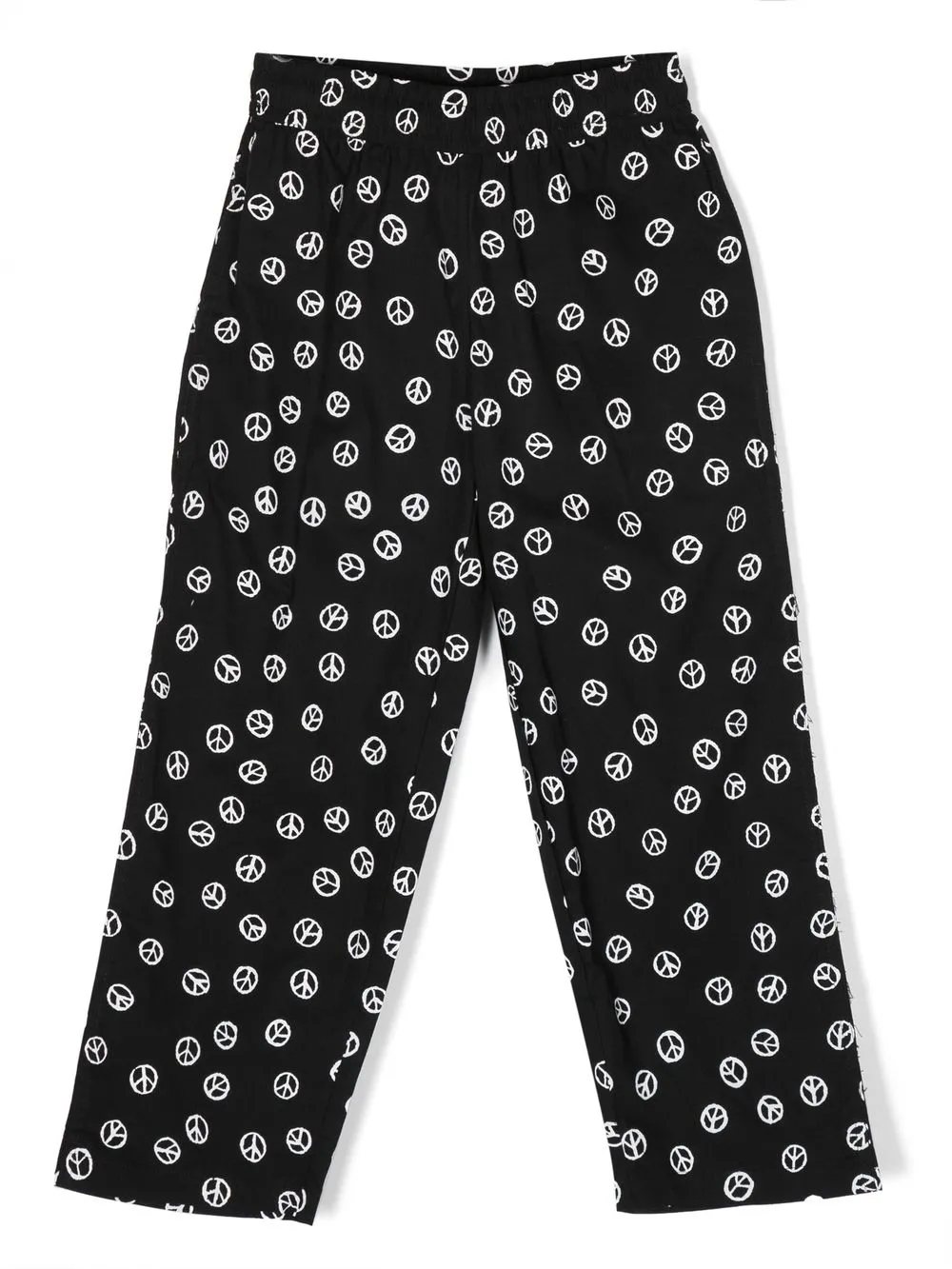 Molo Kids' Black Tracksuit Trousers For Boy With White All-over Smileys