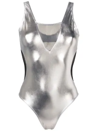 シルバー メタリック ワンピース水着 Brigitte Carnaval/Festival Michelle メタリック ワンピース水着