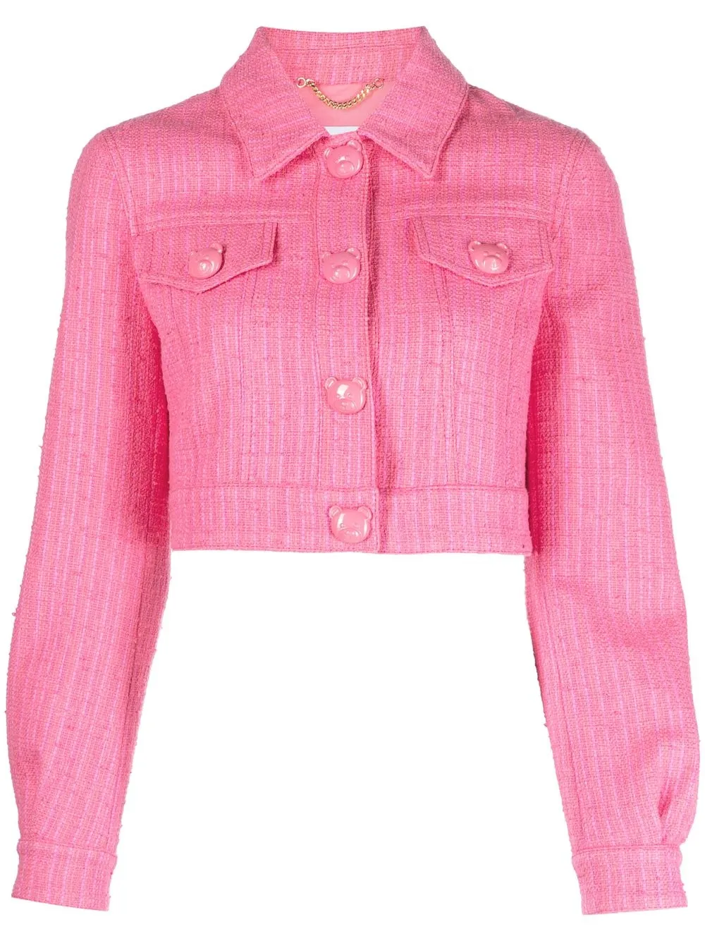 

Moschino Roman stud cropped tweed jacket - Pink