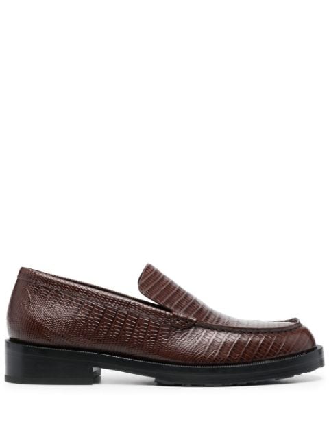 BY FAR Rafael embossed-leather loafers
