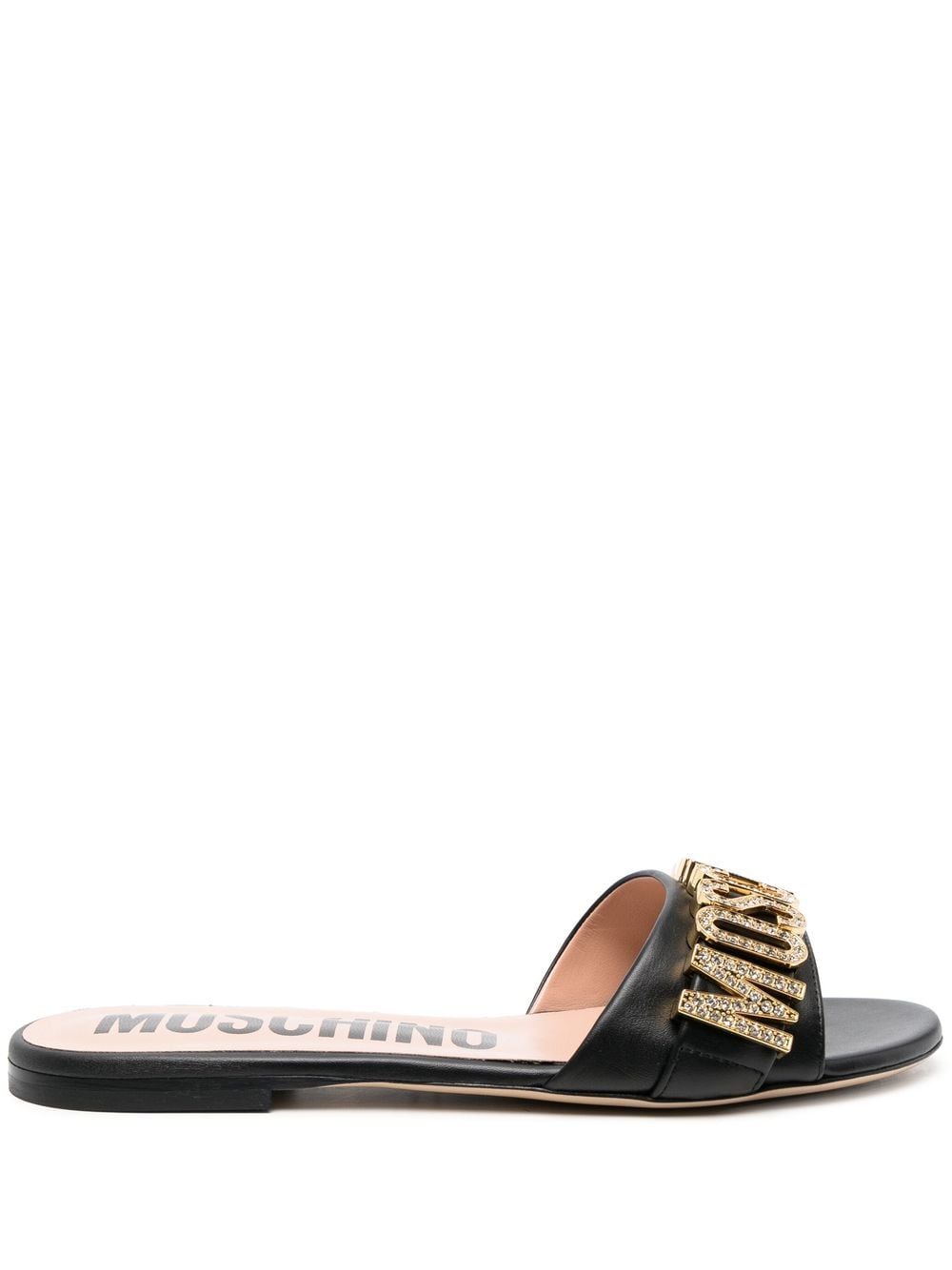 

Moschino open-toe calf-leather slides - Black