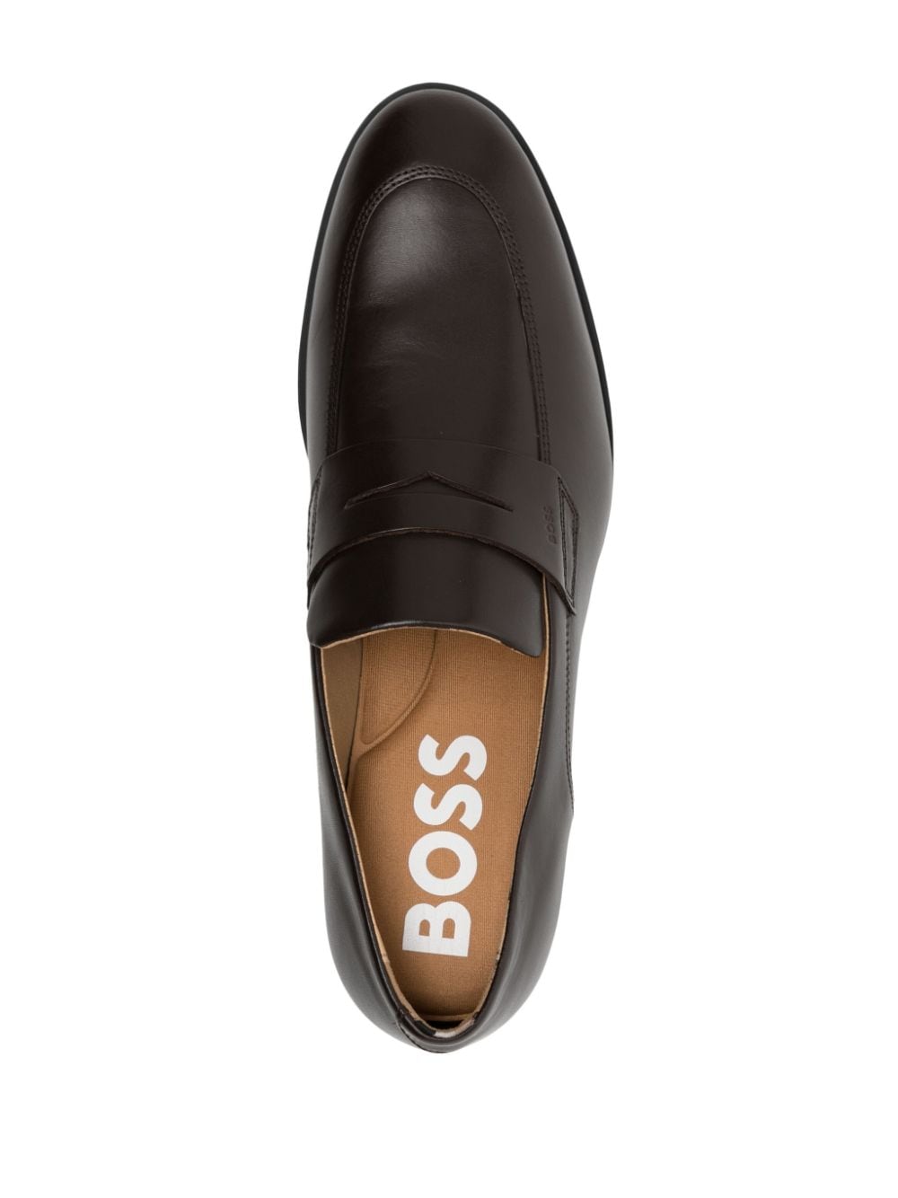 Shop Hugo Boss Colby Leather Penny Loafers In Braun