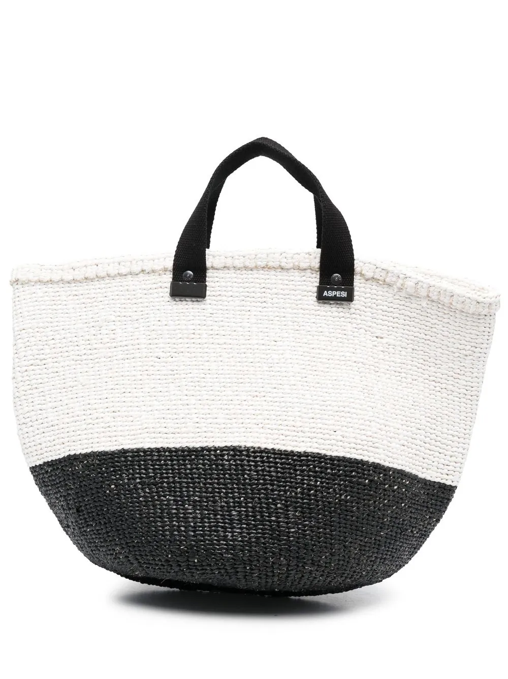 

ASPESI two-tone woven-raffia tote bag - Black