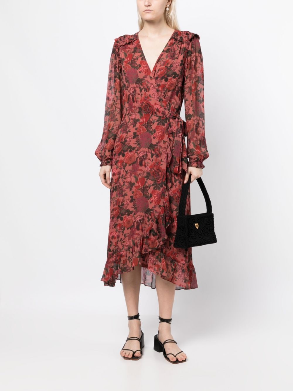 Shop Paige Rose-print Silk Dress In Rosa
