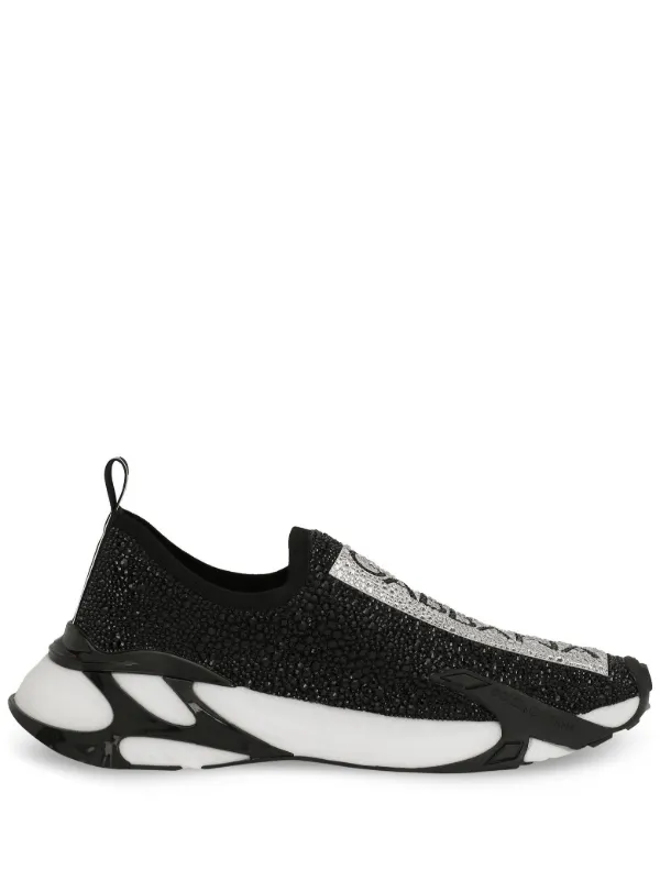 DOLCE & GABBANA ロコ刺繍ストレトレックテニムシンス Dolce & Gabbana Fast rhinestone-embellished Sneakers | Black
