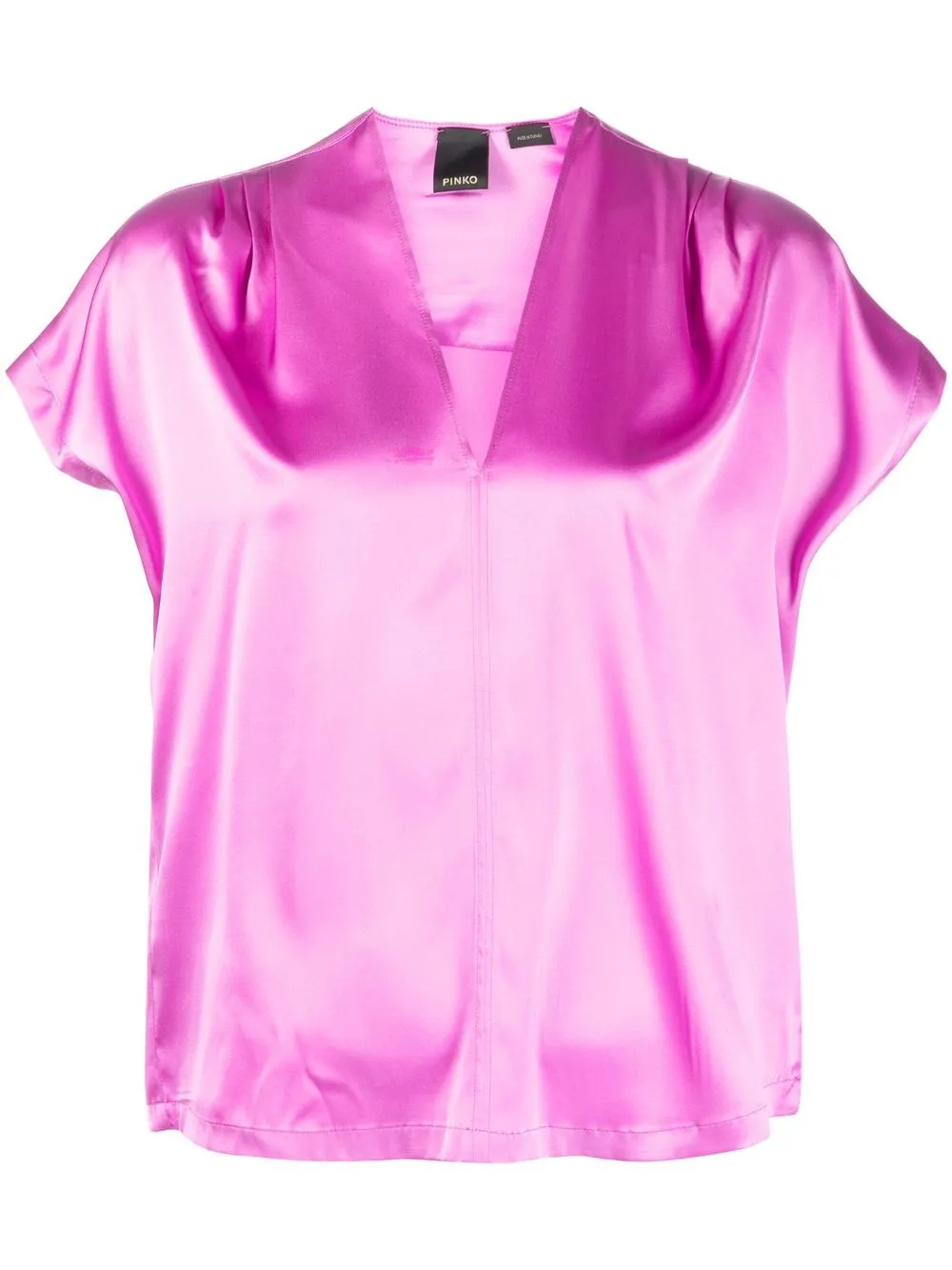 

PINKO blusa de seda con cuello en V - Rosado