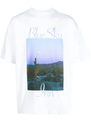 Blue Sky Inn BS2203LS007WHITE 関税送料込 BLUE SKY INN photograph-print short-sleeve T-shirt | White