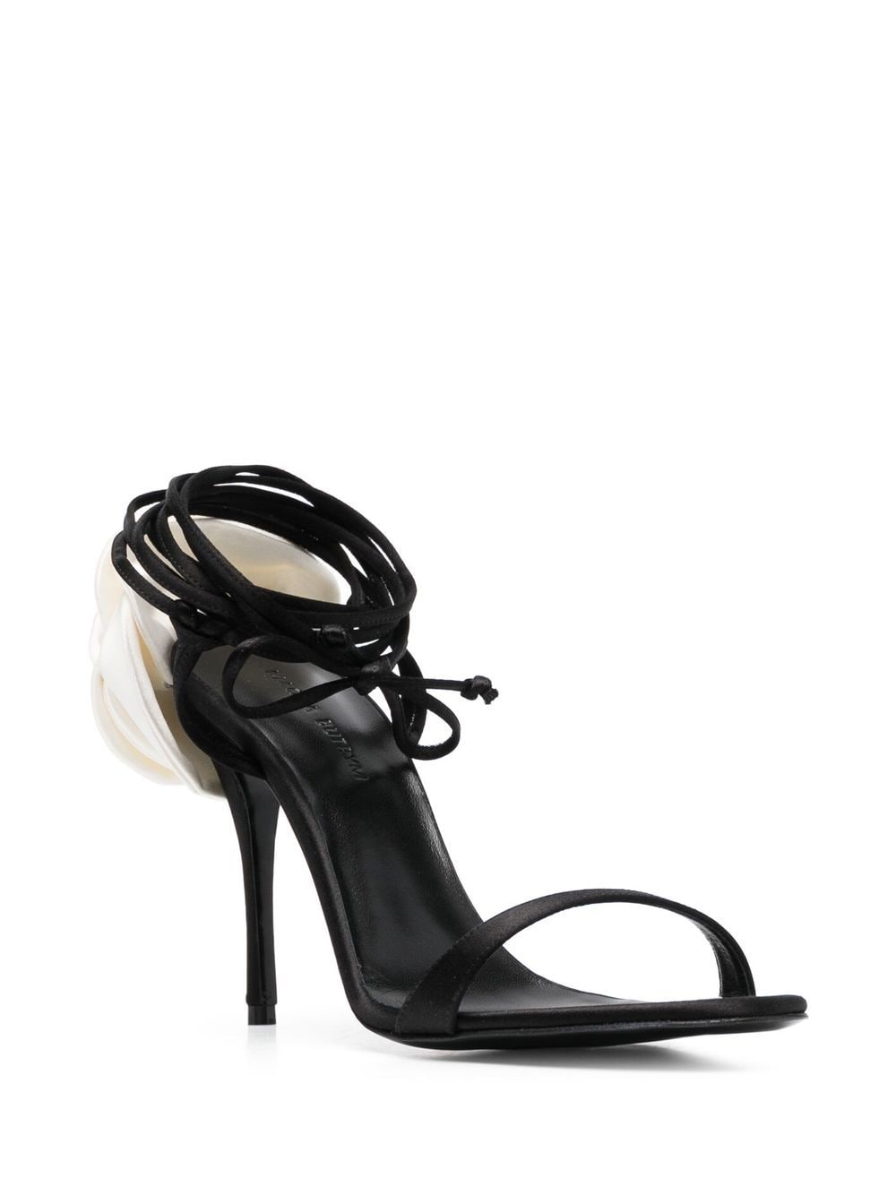 Shop Magda Butrym 105mm Flower-appliqué Sandals In Black