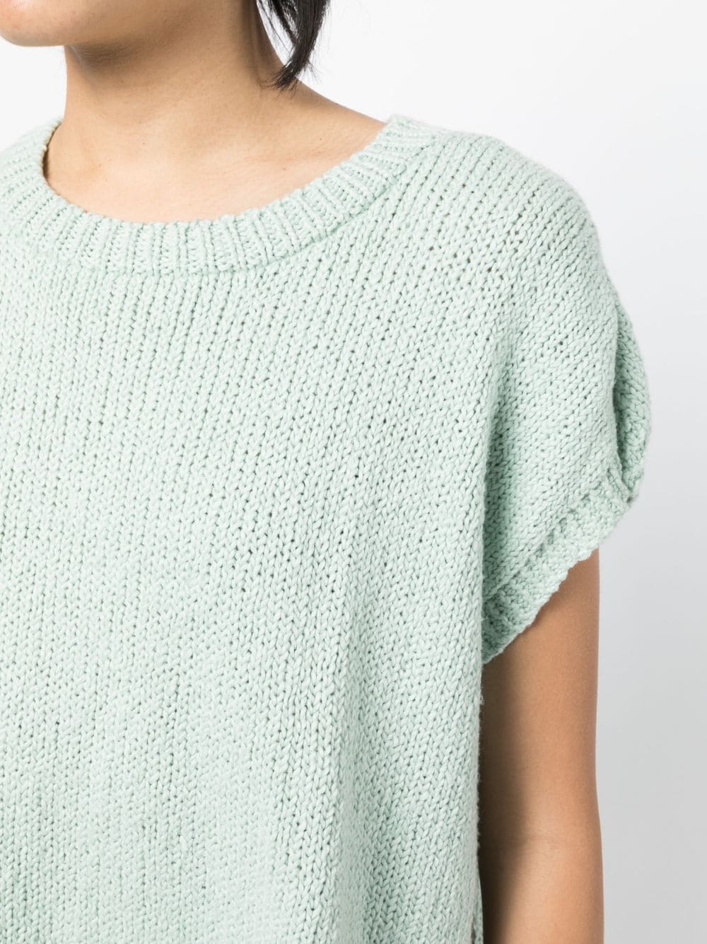 Shop Eileen Fisher Round-neck Knitted Top In Green