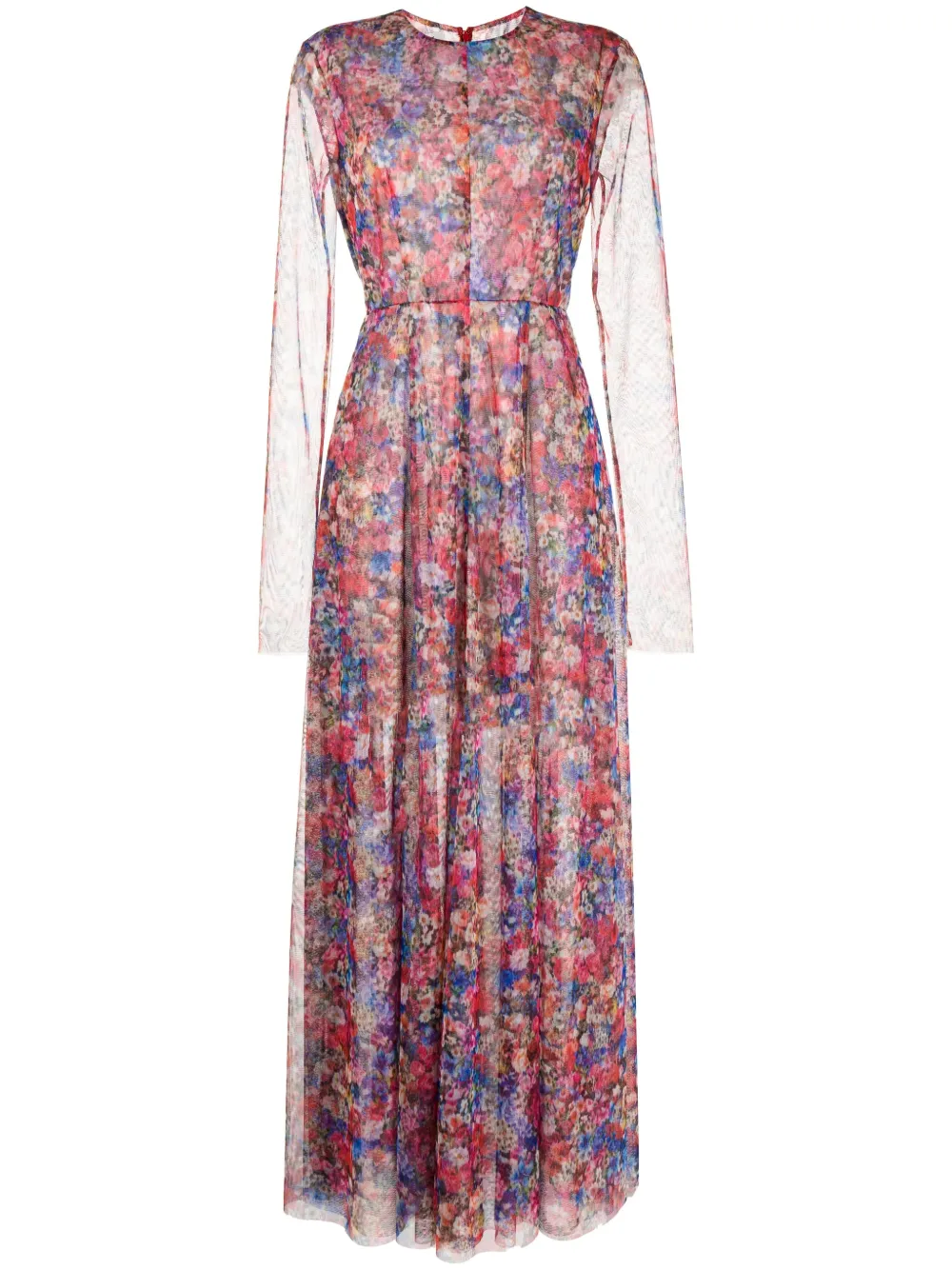 Philosophy Di Lorenzo Serafini Floral-print Tulle Maxi Dress In Pink