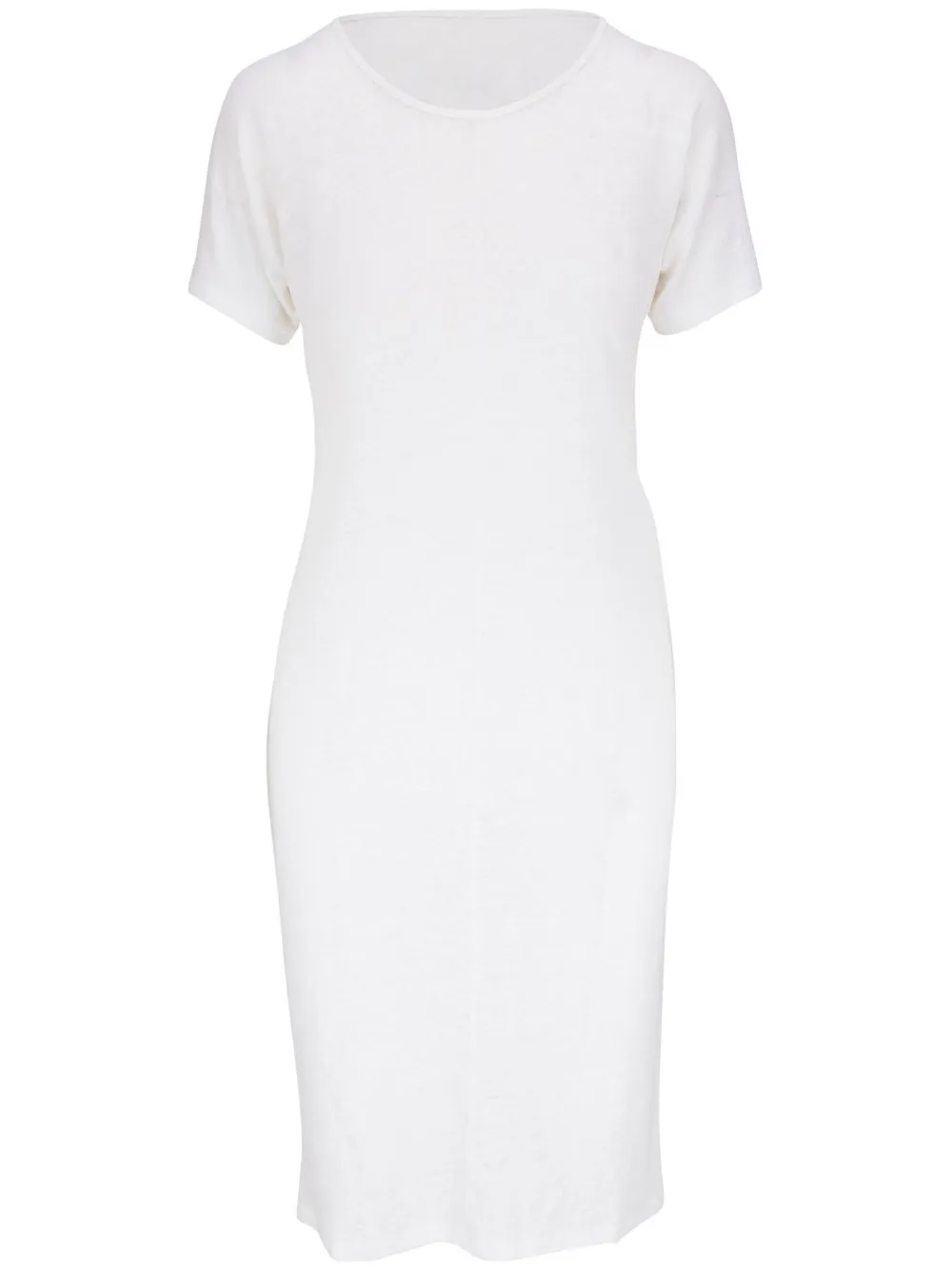 Majestic Short-sleeve Linen Dress In Weiss