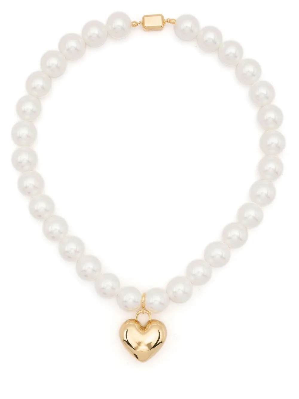 

NUMBERING heart-pendant pearl necklace - White