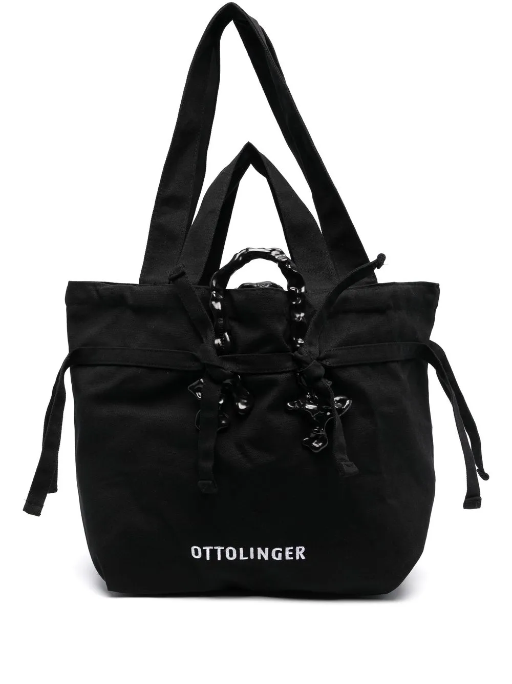 

Ottolinger logo-embroidered denim tote bag - Black