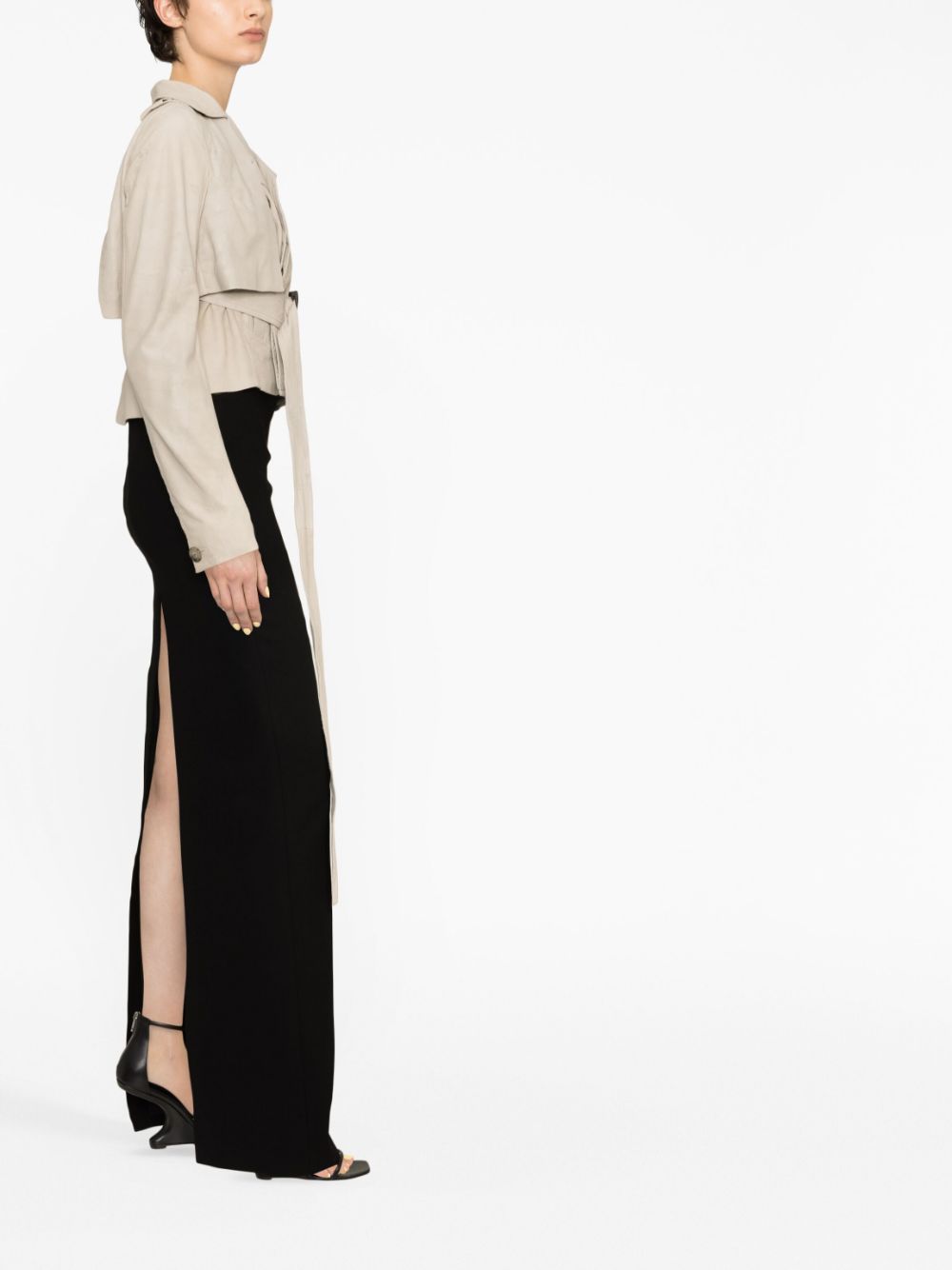 Shop Rick Owens Belted Cropped Jacket In Neutrals