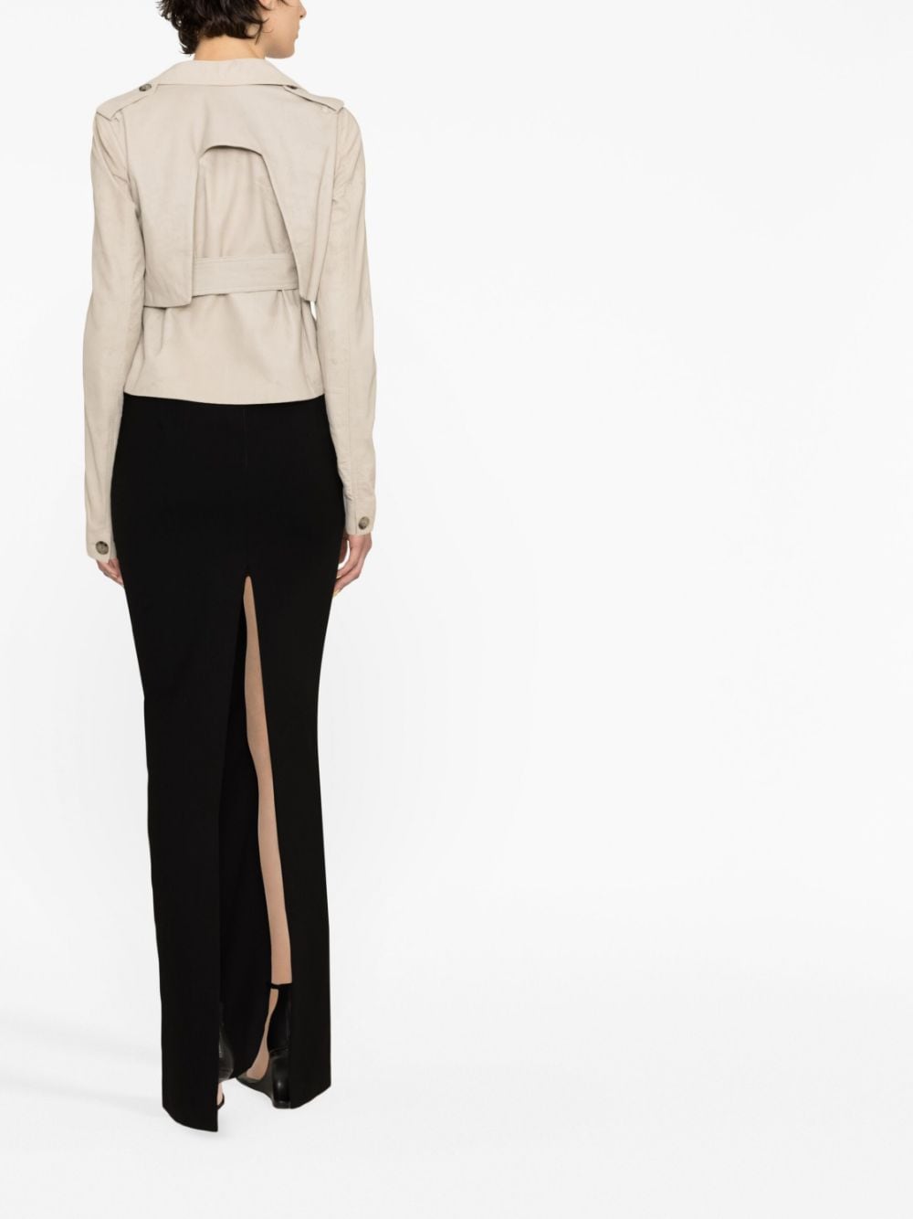 Shop Rick Owens Belted Cropped Jacket In Neutrals