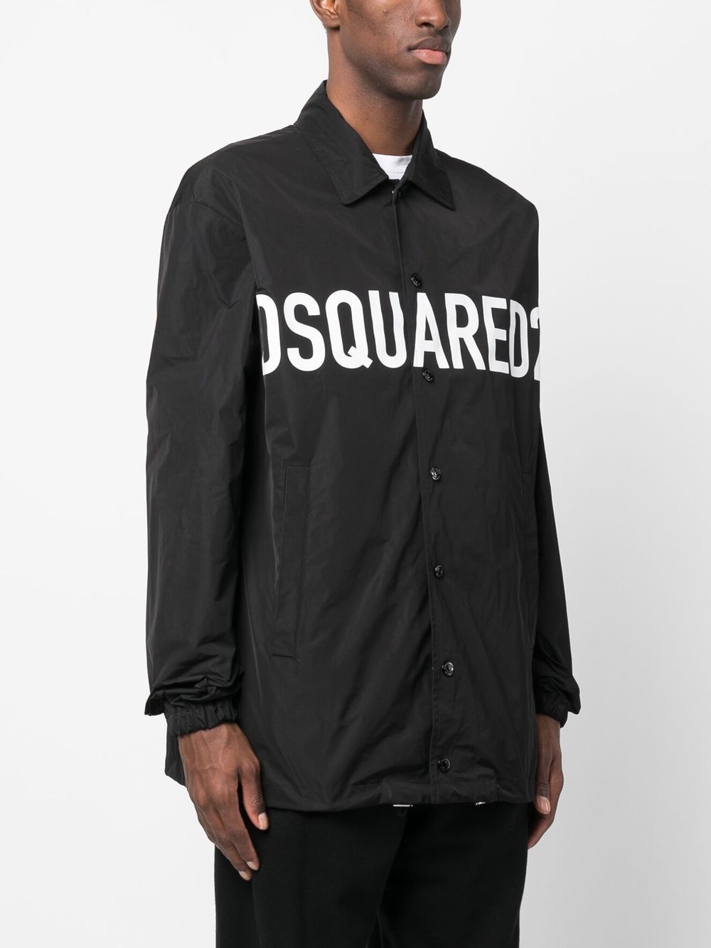 Shop Dsquared2 Logo-print Shirt Jacket In Black