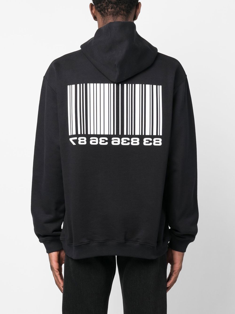 Shop Vtmnts Big-barcode Cotton Hoodie In Black